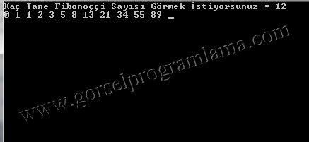 Fibonocci Sayı Dizisini İstenilen Kadar Gösteren Programın Akış Diyagramı C# Console