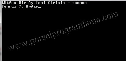 Klavyeden Girilen Bir Ayın Kaçıncı Ay Olduğunu Belirten Programın Akış Diyagramı (Switch Case Kullanımı) C# Console