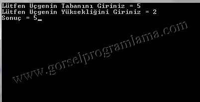 Tabanı ve Yüksekliği Klavyeden Girilen Bir Üçgenin Alanını Hesaplayan Programın Akış Diyagramı