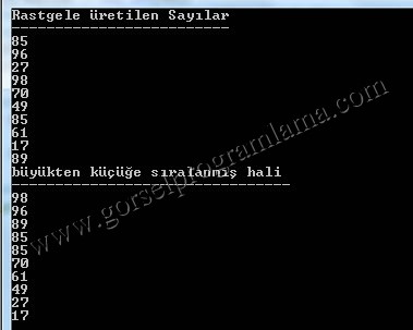 rastgele_sayi_sirala_fonksiyon