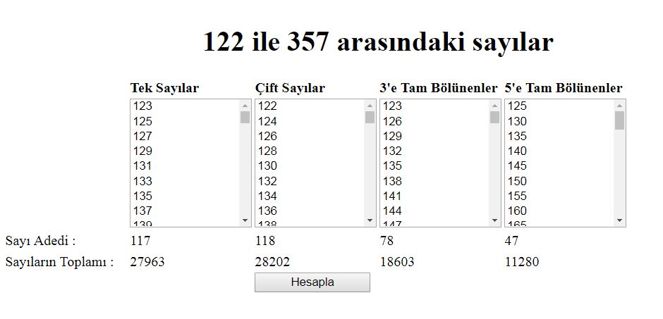 tek çift üç ve beşe bölünenler
