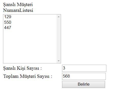 şanslı müşteri belirle